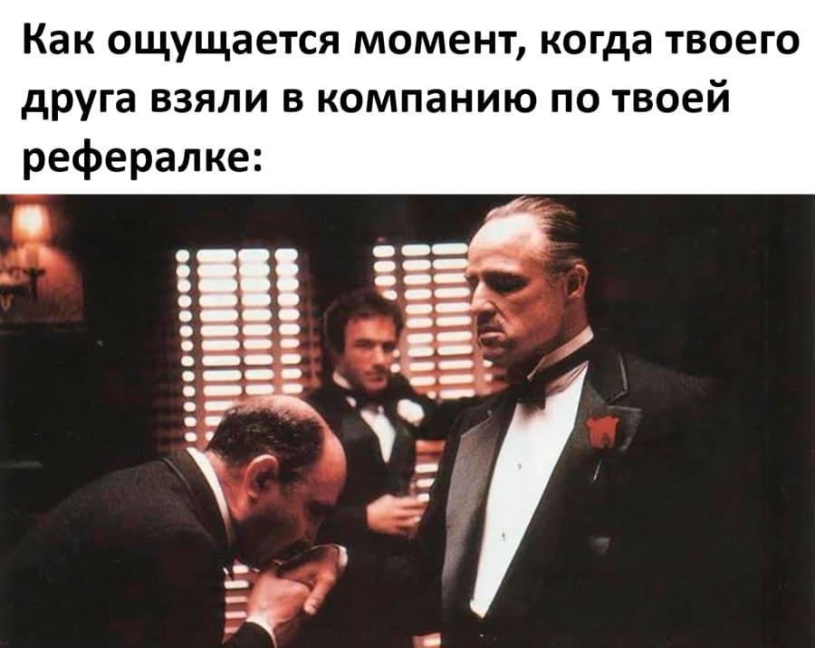 *Как ощущается момент, когда твоего друга взяли в компанию по твоей рефералке*