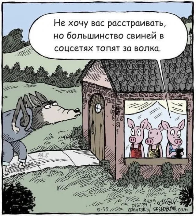 Не хочу вас расстраивать, но большинство свиней в соцсетях топят за волка.