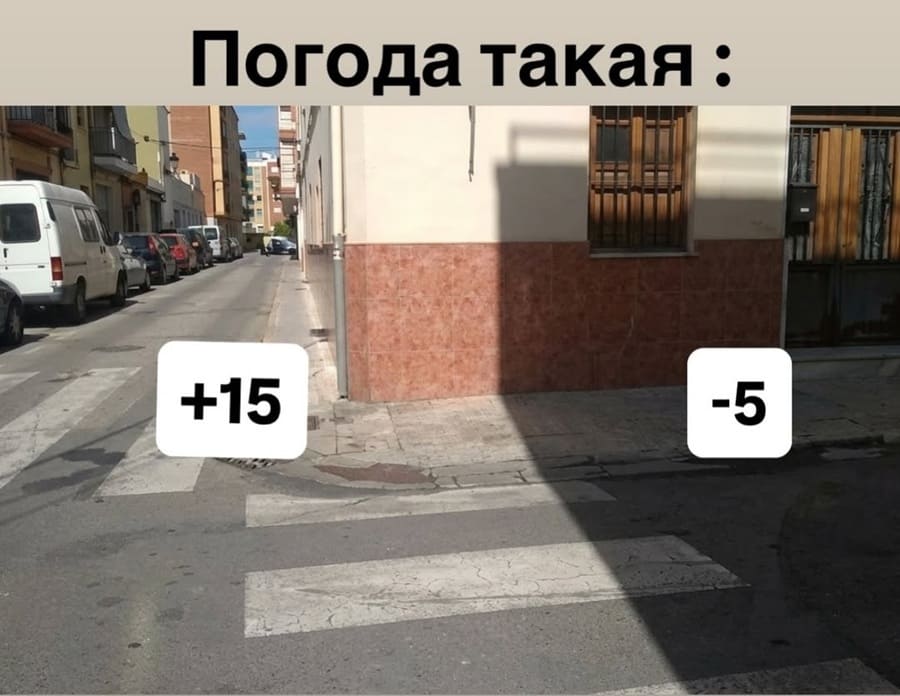 Погода такая:
*+15 на солнце и -5 в тени*