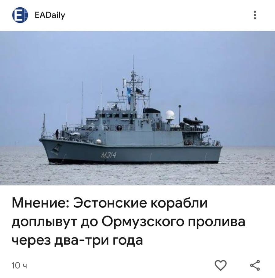 Мнение: Эстонские корабли доплывут до Ормузского пролива через два-три года.