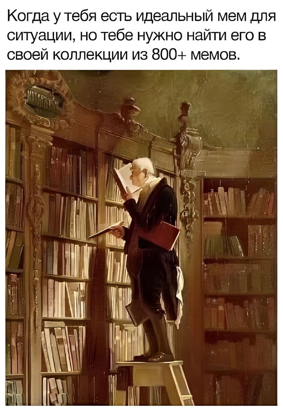 Когда у тебя есть идеальный мем для ситуации, но тебе нужно найти его в своей коллекции из 800+ мемов.
