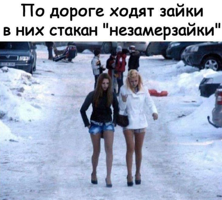 *По дороге ходят зайки в них стакан «незамерзайки»*
