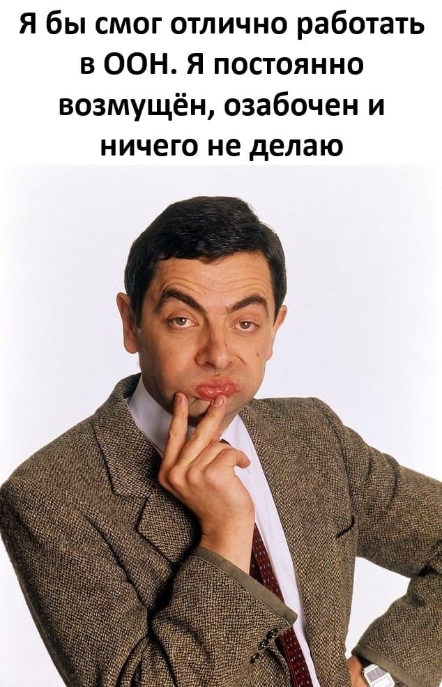 Я бы смог отлично работать в ООН. я постоянно возмущён, озабочен и ничего не делаю.