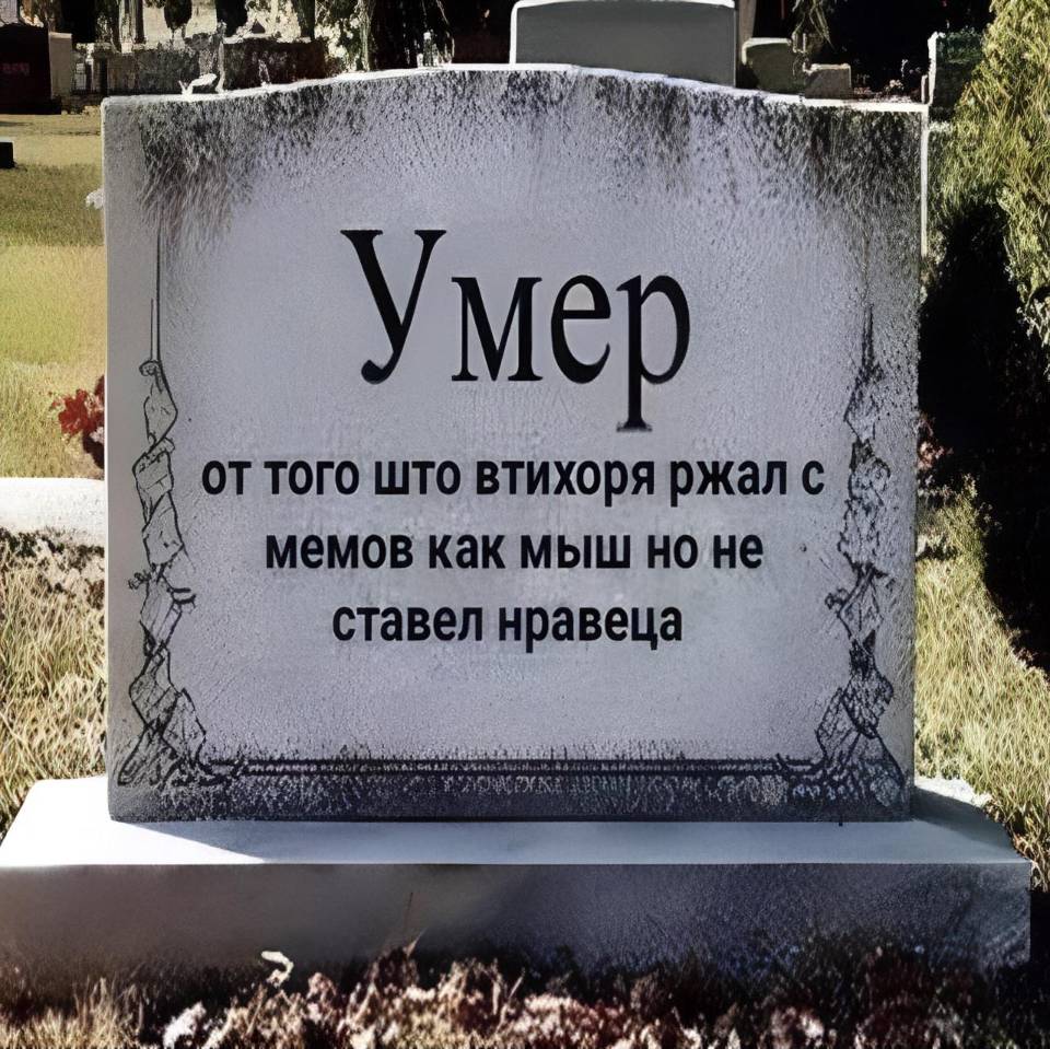 *Умер от того што втихоря ржал с мемов как мыш но не ставел нравеца*
