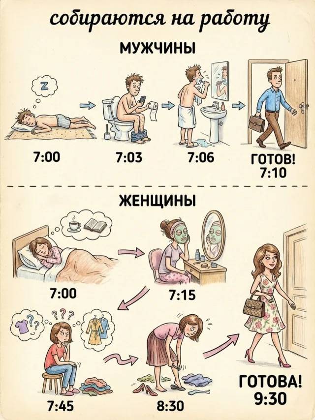 *Как собираются на работу мужчины и женщины*