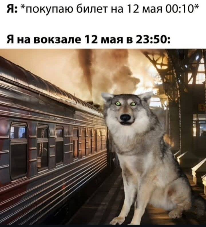 Я: *покупаю билет на 12 мая 00:10*
*Я на вокзале 12 мая в 23:50*