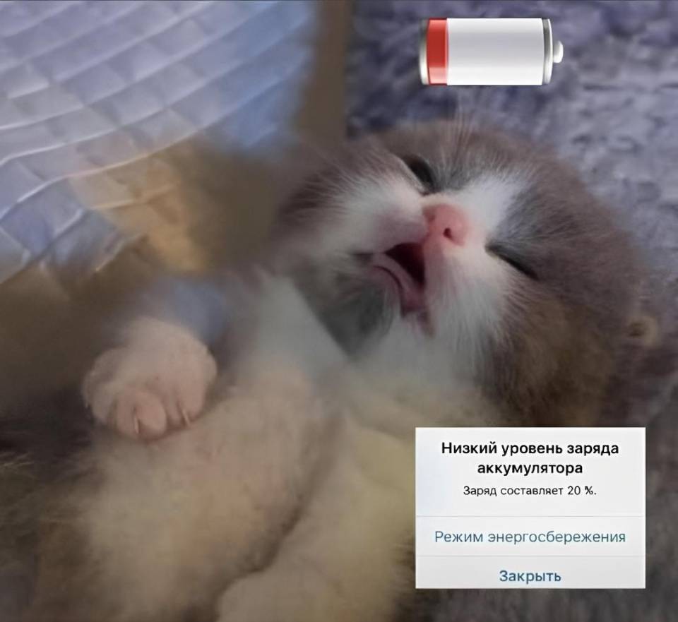 *Низкий уровень заряда аккумулятора*
*Заряд составляет 10%*
*Режим энергосбережения*