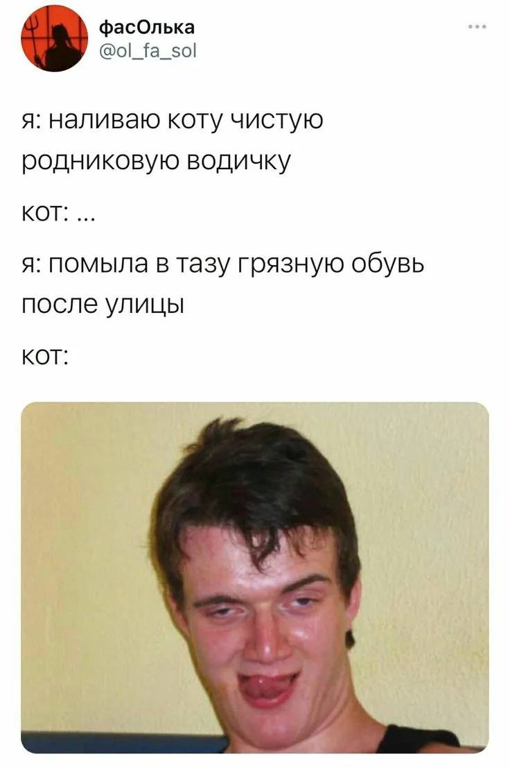 Я: *Наливаю коту чистую родниковую водичку*
Кот: Нет...
Я: *Помыла в тазу грязную обувь после улицы*
Кот: Да!