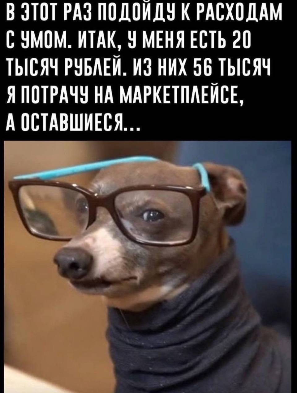 В этот раз подойду к расходам с умом. Итак, меня есть 20 тысяч рублей. Из них 56 тысяч я потрачу на маркетплейсе, а оставшиеся...