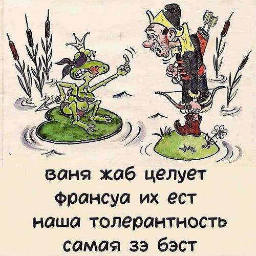 Ваня жаб целует
Франсуа их ест
Наша толерантность
самая зэ бест