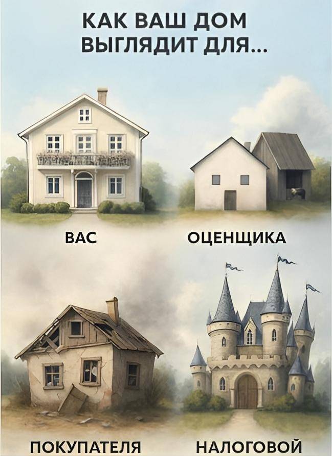 КАК ВАШ ДОМ ВЫГЛЯДИТ ДЛЯ... 
BAC
ОЦЕНЩИКА
ПОКУПАТЕЛЯ
НАЛОГОВОЙ | Жизненное