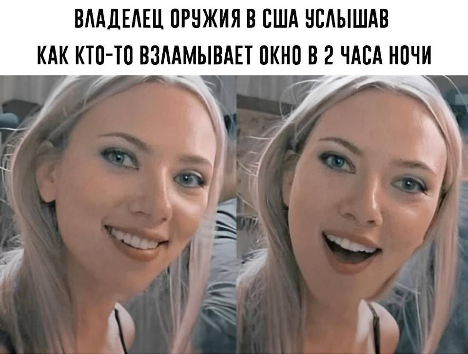*Владелец оружия в США услышав как кто-то взламывает окно в 2 часа ночи.*