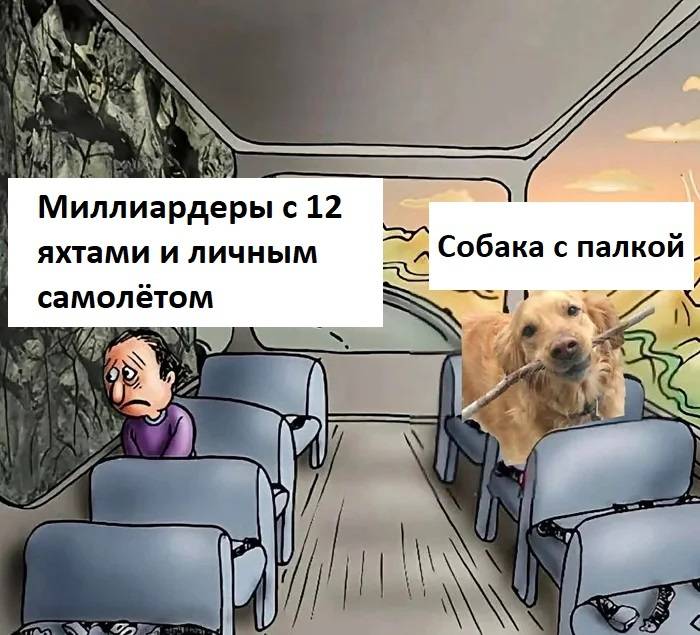 *Миллиардеры с 12 яхтами и личным самолётом*
*Собака с палкой*