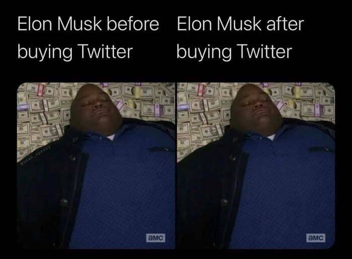 *Elon Musk before buying Twitter*
*Elon Musk after buying Twitter*