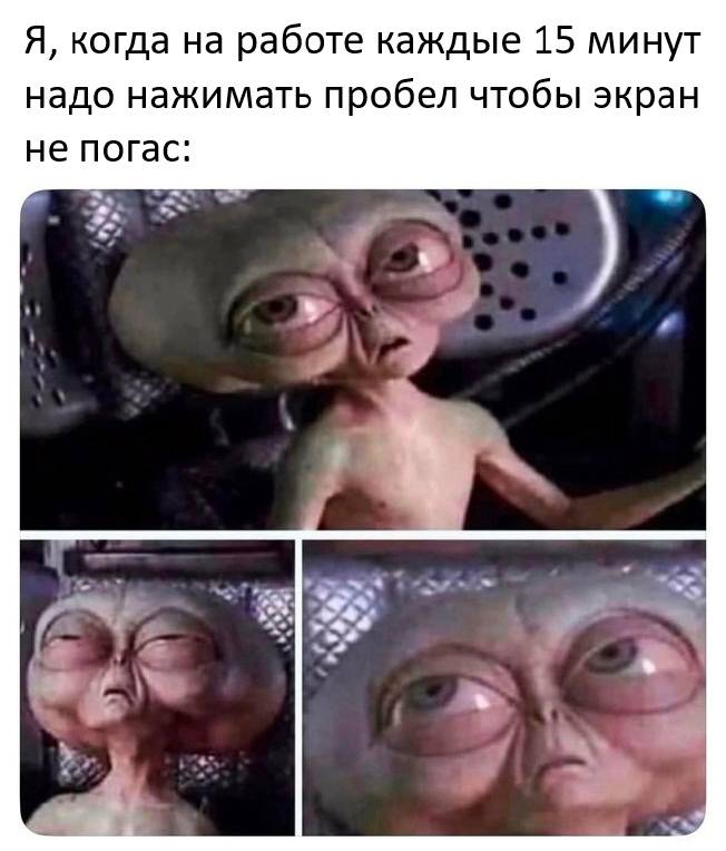 *Я, когда на работе каждые 15 минут надо нажимать пробел чтобы экран не погас.*