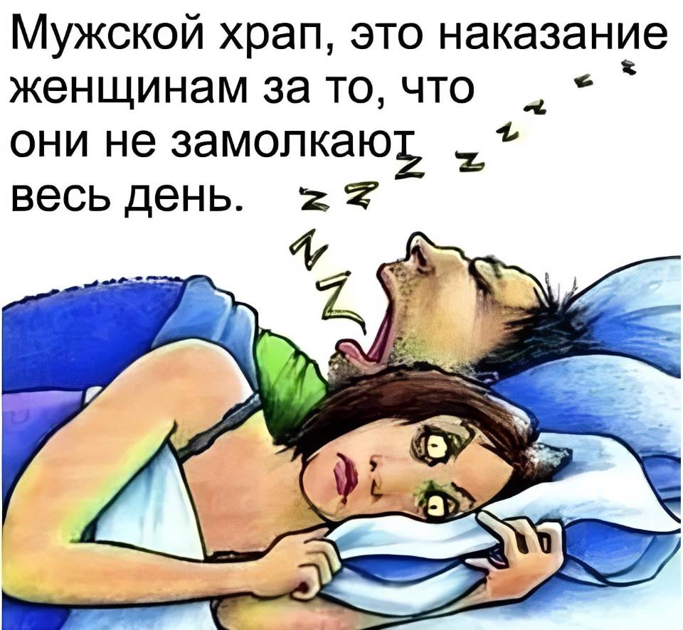 Мужской храп, это наказание женщинам за то, что они не замолкают, весь день.