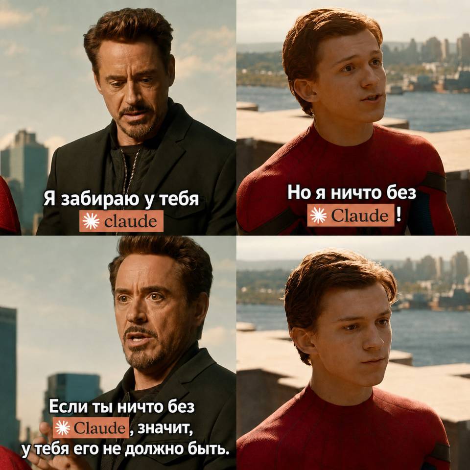 – Я забираю у тебя Claude.
– Но я ничто без Claude!
– Если ты ничто без Claude, значит, у тебя его не должно быть.