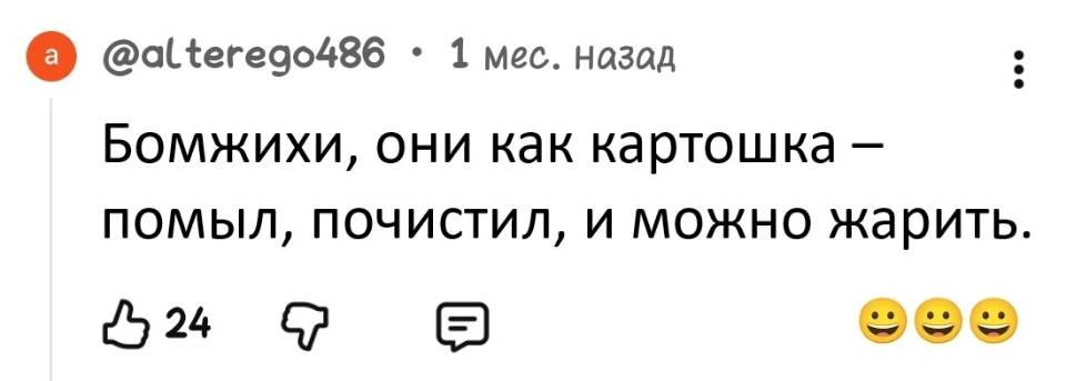 Бомжихи, они как картошка — помыл, почистил, и можно жарить.