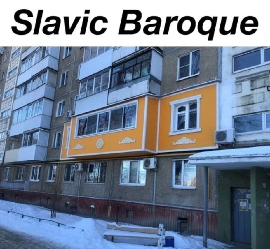 Slavic Baroque

Описание картинки:
Фасад жилого дома с ярким оранжевым балконом.