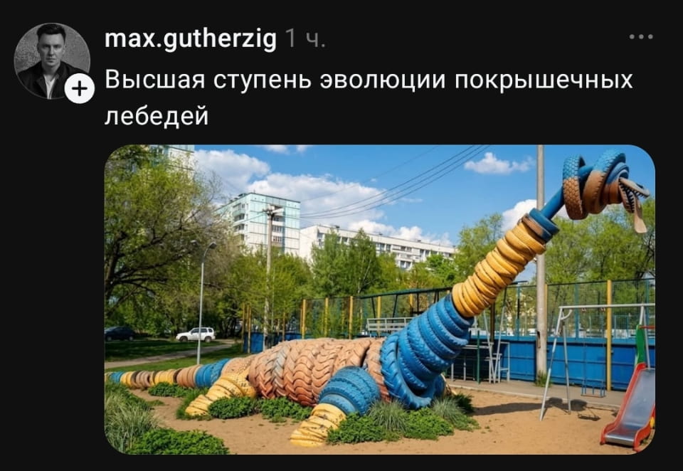 Высшая ступень эволюции покрышечных лебедей

Описание картинки:
Лебеди, укутанные в покрышки, демонстрируют необычный стиль.