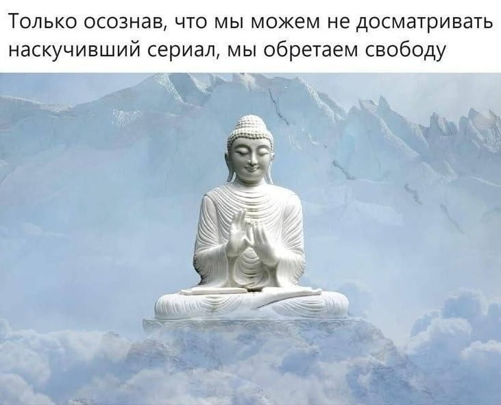 Только осознав, что мы можем не досматривать наскучивший сериал, мы обретаем свободу

Описание картинки:
Текст про осознание свободы в просмотре сериалов.