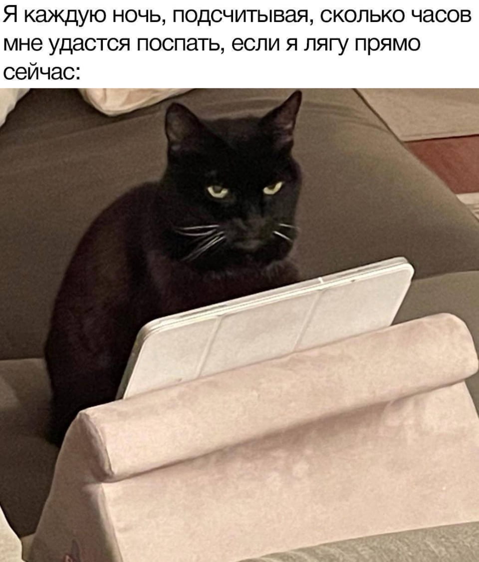 Я каждую ночь, подсчитывая, сколько часов мне удастся поспать, если я лягу прямо сейчас:<br><br>Описание картинки:<br>Ночной подсчет времени до сна превращается в стресс.