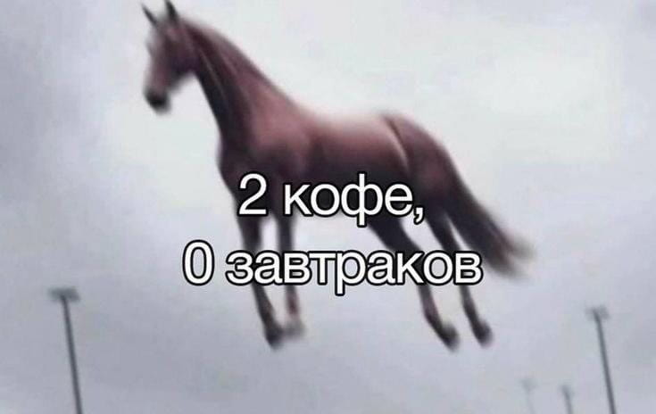 2 кофе, 0 завтраков

Описание картинки:
Текстовое сообщение: «2 кофе, 0 завтраков
