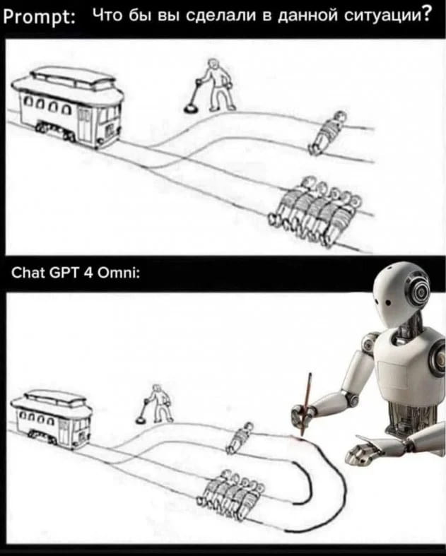 Prompt: Что бы вы сделали в данной ситуации?
Chat GPT 4 Omni:

Описание картинки:
Вопрос «Что бы вы сделали в данной ситуации?» и ответ нейросети.