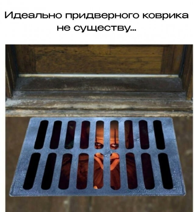 Идеально придверного коврика не существу…

Описание картинки:
Текст «Идеально придверного коврика не существу...