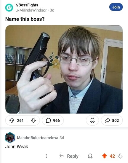 Name this boss?
John Weak
