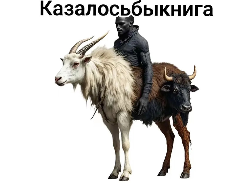 Казалосбыкнига <br />Описание картинки: <br />Фраза «Казалосьбыкнига» как пример фонетического созвучия.