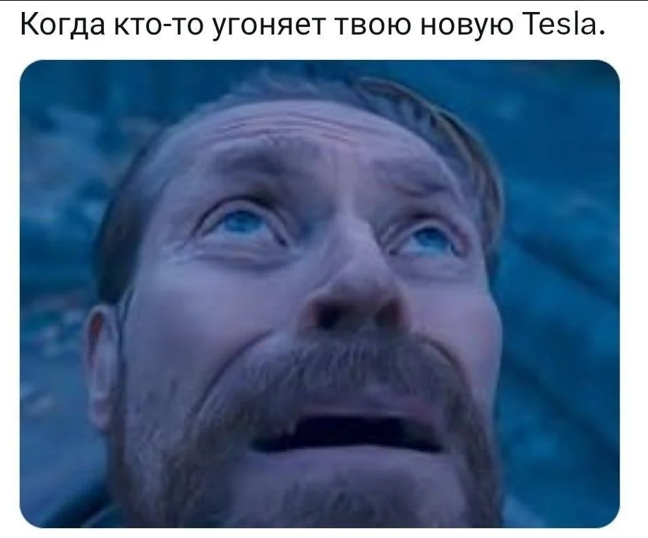 Когда кто-то угоняет твою новую Tesla.
Описание картинки:
Человек обнаруживает угон своей новой Tesla.